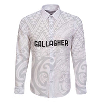 New Zealand Rangatira Custom Family Matching Long Sleeve Bodycon Dress and Hawaiian Shirt All White Niho Taniwha Maori Tribal