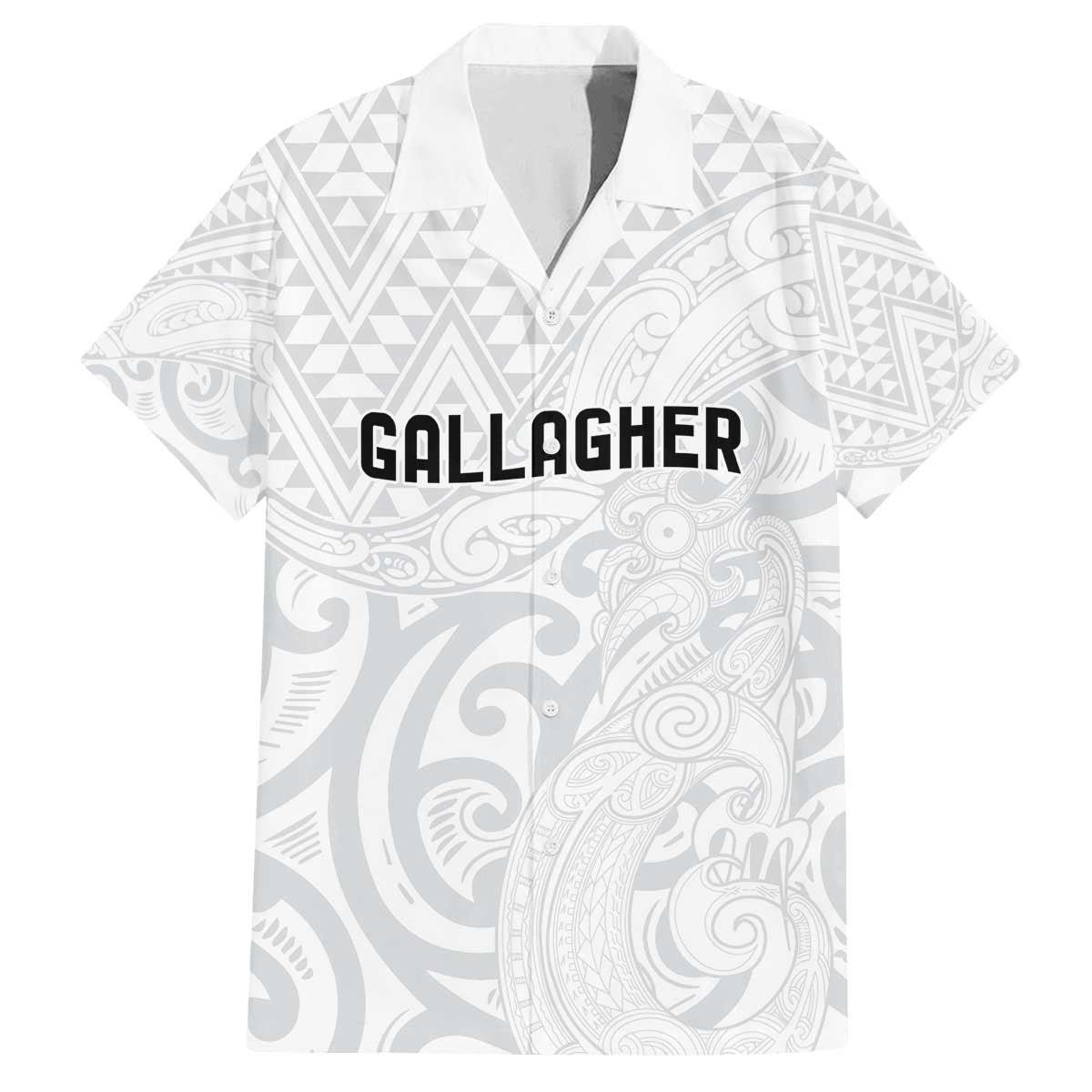New Zealand Rangatira Custom Family Matching Off The Shoulder Long Sleeve Dress and Hawaiian Shirt All White Niho Taniwha Maori Tribal LT9 Dad's Shirt - Short Sleeve White - Polynesian Pride