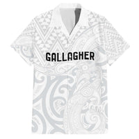 New Zealand Rangatira Custom Family Matching Off The Shoulder Long Sleeve Dress and Hawaiian Shirt All White Niho Taniwha Maori Tribal LT9 Dad's Shirt - Short Sleeve White - Polynesian Pride