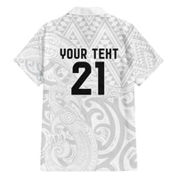 New Zealand Rangatira Custom Family Matching Off The Shoulder Long Sleeve Dress and Hawaiian Shirt All White Niho Taniwha Maori Tribal LT9 - Polynesian Pride