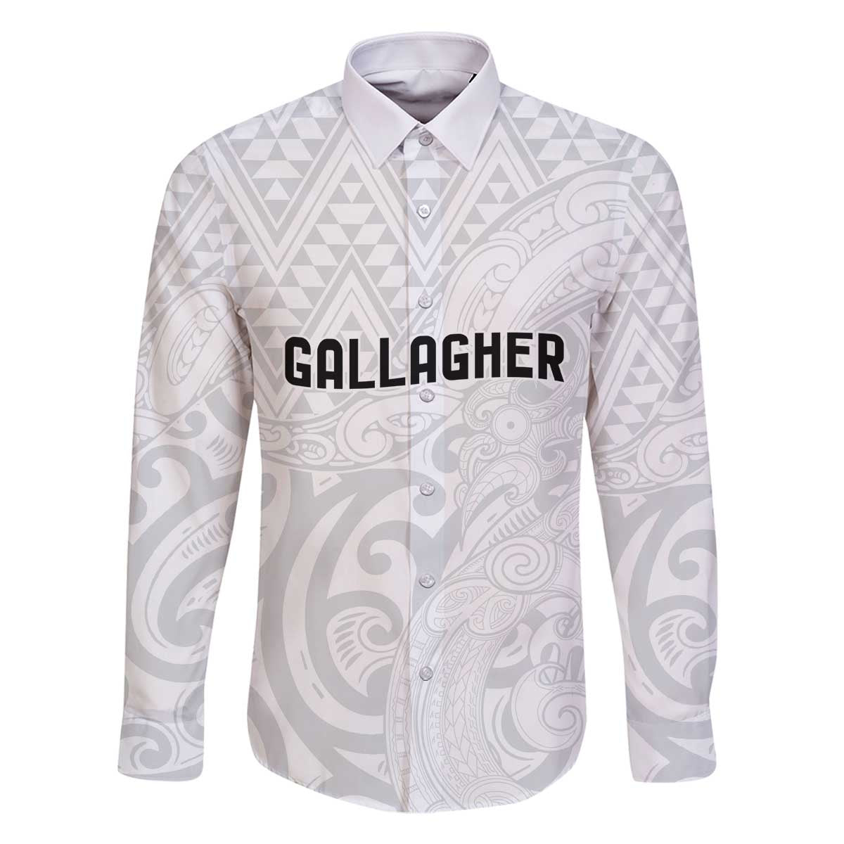 New Zealand Rangatira Custom Family Matching Off The Shoulder Long Sleeve Dress and Hawaiian Shirt All White Niho Taniwha Maori Tribal LT9 Dad's Shirt - Long Sleeve White - Polynesian Pride