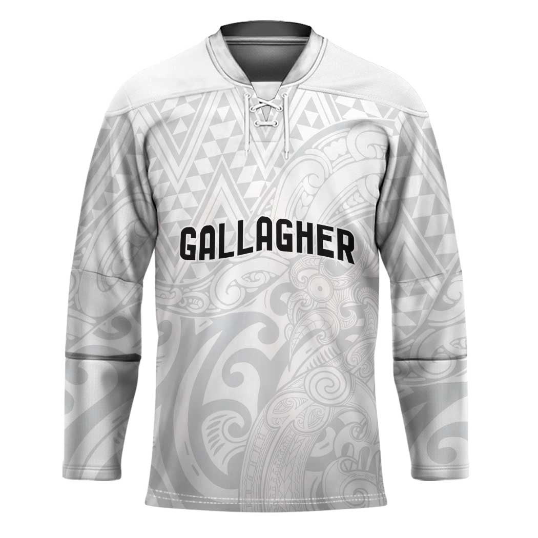 New Zealand Rangatira Custom Hockey Jersey All White Niho Taniwha Maori Tribal - Polynesian Pride