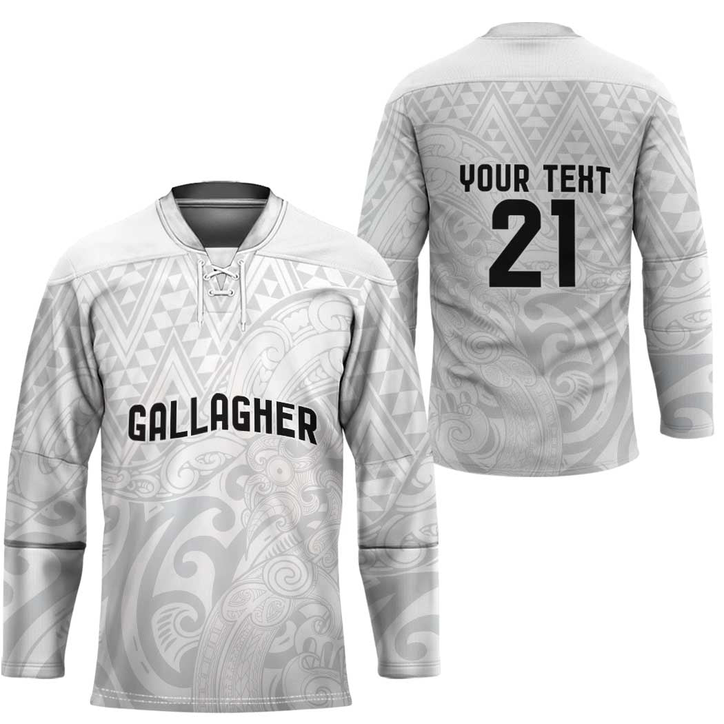 New Zealand Rangatira Custom Hockey Jersey All White Niho Taniwha Maori Tribal - Polynesian Pride