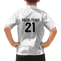 New Zealand Rangatira Custom Kid Hawaiian Shirt All White Niho Taniwha Maori Tribal