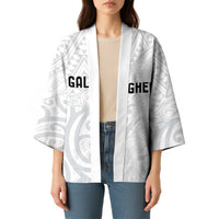 New Zealand Rangatira Custom Kimono All White Niho Taniwha Maori Tribal - Polynesian Pride