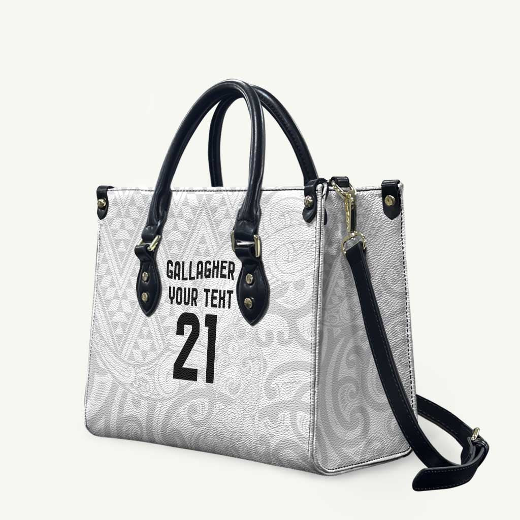 New Zealand Rangatira Custom Leather Bag All White Niho Taniwha Maori Tribal - Polynesian Pride