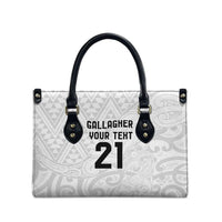 New Zealand Rangatira Custom Leather Bag All White Niho Taniwha Maori Tribal - Polynesian Pride