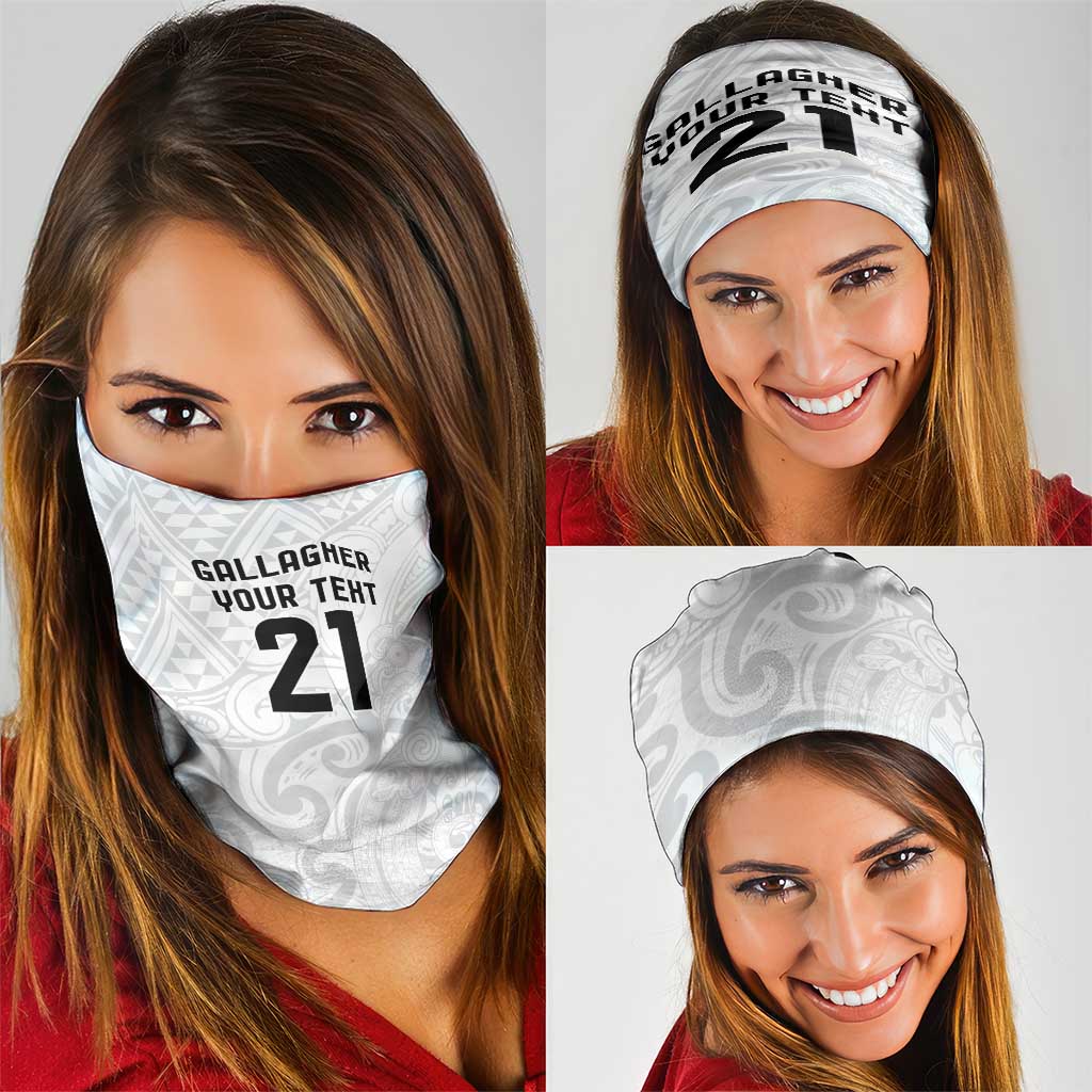 New Zealand Rangatira Custom Neck Gaiter All White Niho Taniwha Maori Tribal - Polynesian Pride