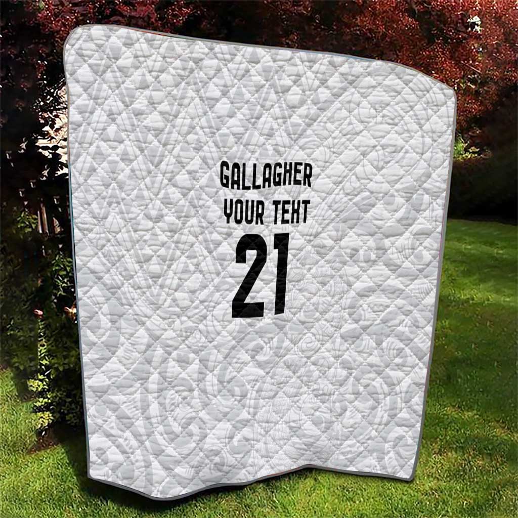 New Zealand Rangatira Custom Quilt All White Niho Taniwha Maori Tribal