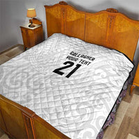 New Zealand Rangatira Custom Quilt All White Niho Taniwha Maori Tribal