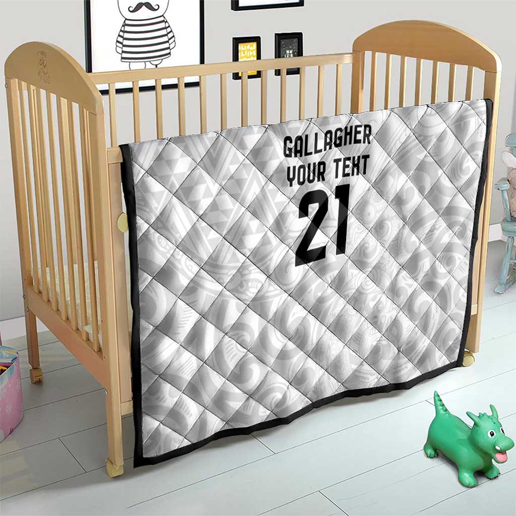 New Zealand Rangatira Custom Quilt All White Niho Taniwha Maori Tribal