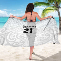 New Zealand Rangatira Custom Sarong All White Niho Taniwha Maori Tribal