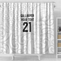 New Zealand Rangatira Custom Shower Curtain All White Niho Taniwha Maori Tribal