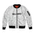New Zealand Rangatira Custom Sleeve Zip Bomber Jacket All White Niho Taniwha Maori Tribal