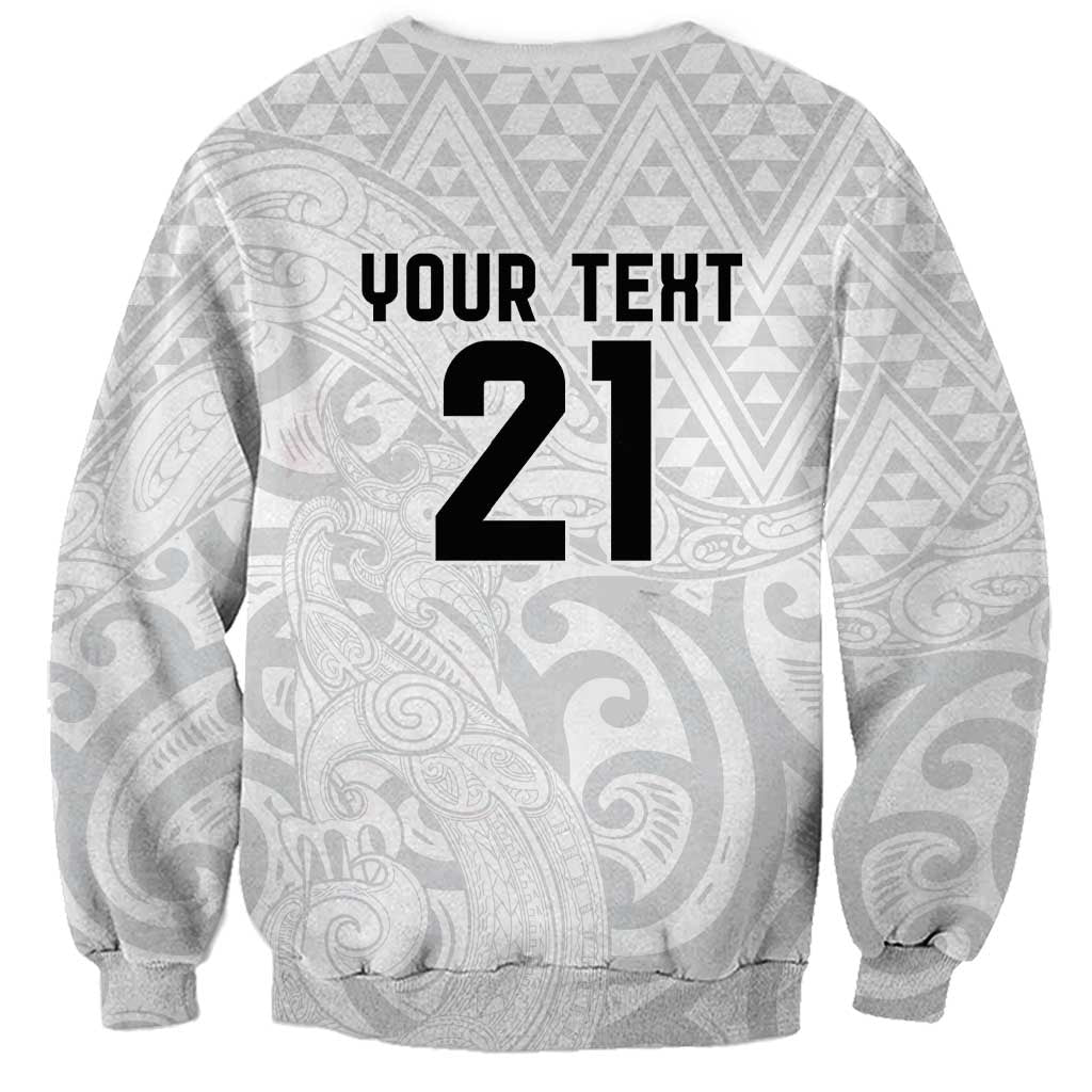 New Zealand Rangatira Custom Sweatshirt All White Niho Taniwha Maori Tribal