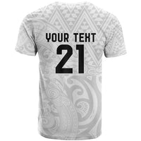 New Zealand Rangatira Custom T Shirt All White Niho Taniwha Maori Tribal