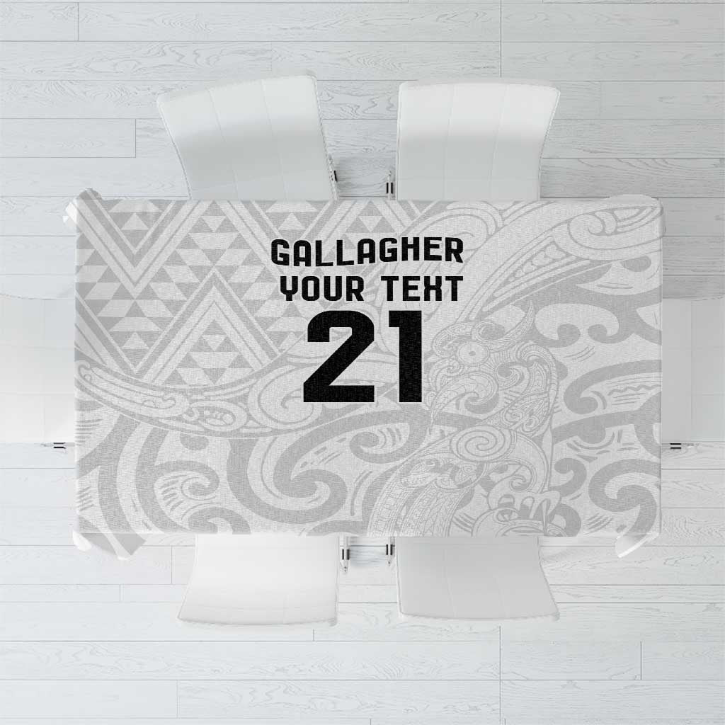New Zealand Rangatira Custom Tablecloth All White Niho Taniwha Maori Tribal