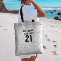 New Zealand Rangatira Custom Tote Bag All White Niho Taniwha Maori Tribal - Polynesian Pride
