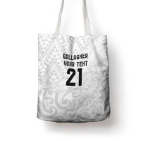 New Zealand Rangatira Custom Tote Bag All White Niho Taniwha Maori Tribal - Polynesian Pride