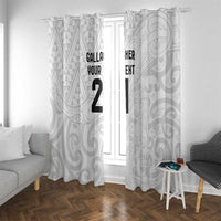 New Zealand Rangatira Custom Window Curtain All White Niho Taniwha Maori Tribal