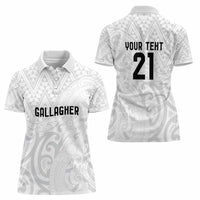 New Zealand Rangatira Custom Women Polo Shirt All White Niho Taniwha Maori Tribal