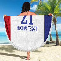 New Zealand Rugby Pacific Personalised Beach Blanket Maori Style Tribal Tapa Pattern