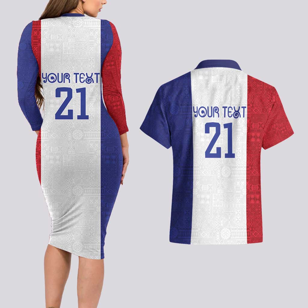 New Zealand Rugby Pacific Personalised Couples Matching Long Sleeve Bodycon Dress and Hawaiian Shirt Maori Style Tribal Tapa Pattern LT9 - Polynesian Pride