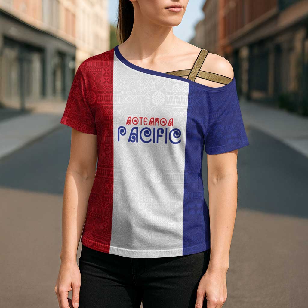 New Zealand Rugby Pacific Personalised Cross Shoulder Shirt Maori Style Tribal Tapa Pattern - Polynesian Pride