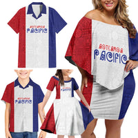 New Zealand Rugby Pacific Personalised Family Matching Off Shoulder Short Dress and Hawaiian Shirt Maori Style Tribal Tapa Pattern