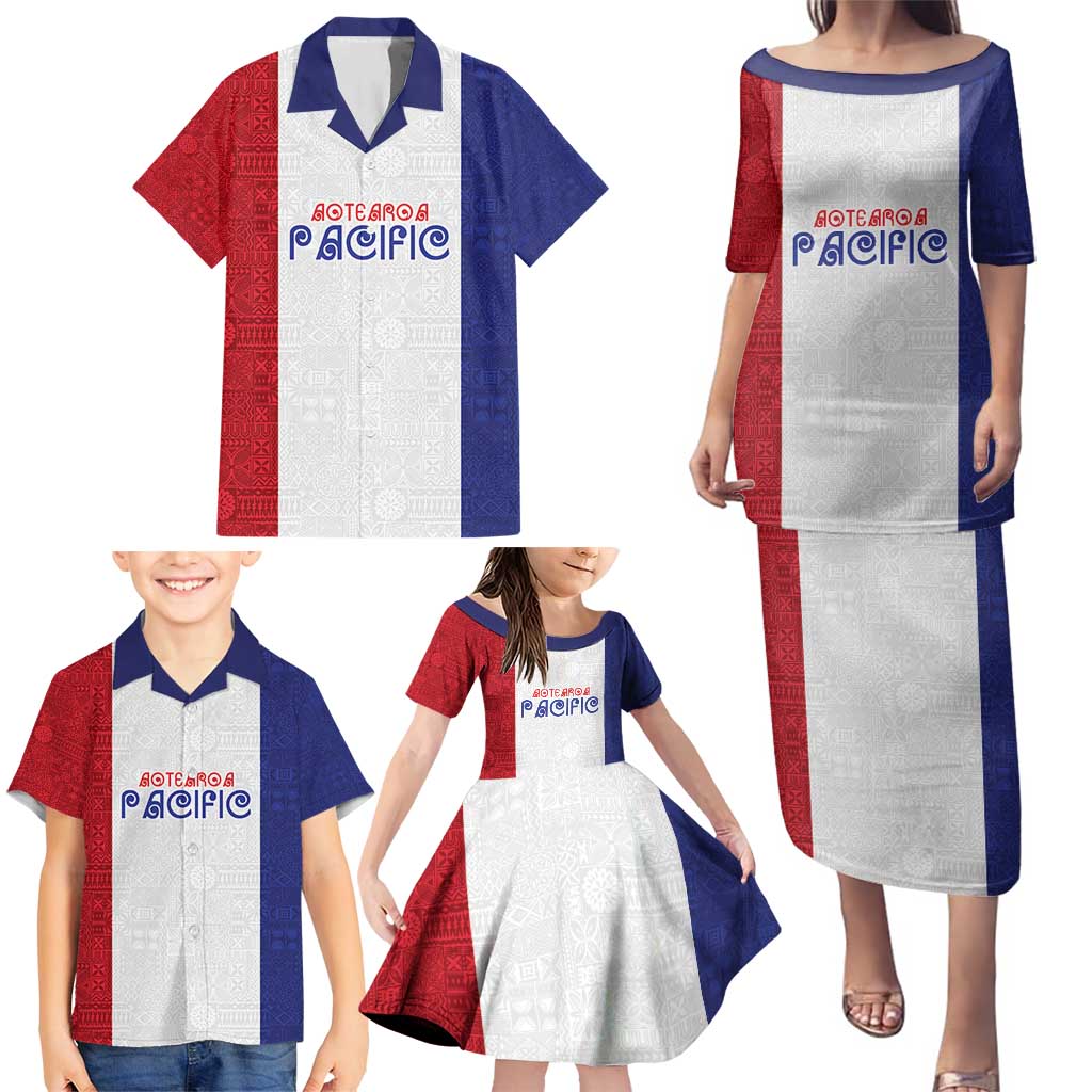 New Zealand Rugby Pacific Personalised Family Matching Puletasi and Hawaiian Shirt Maori Style Tribal Tapa Pattern