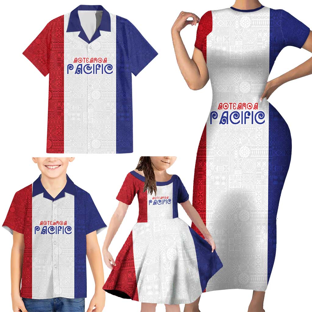 New Zealand Rugby Pacific Personalised Family Matching Short Sleeve Bodycon Dress and Hawaiian Shirt Maori Style Tribal Tapa Pattern LT9 - Polynesian Pride