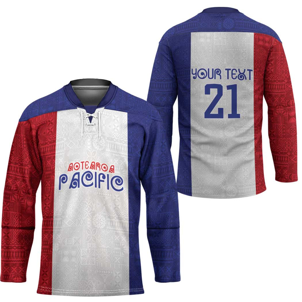 New Zealand Rugby Pacific Personalised Hockey Jersey Maori Style Tribal Tapa Pattern - Polynesian Pride