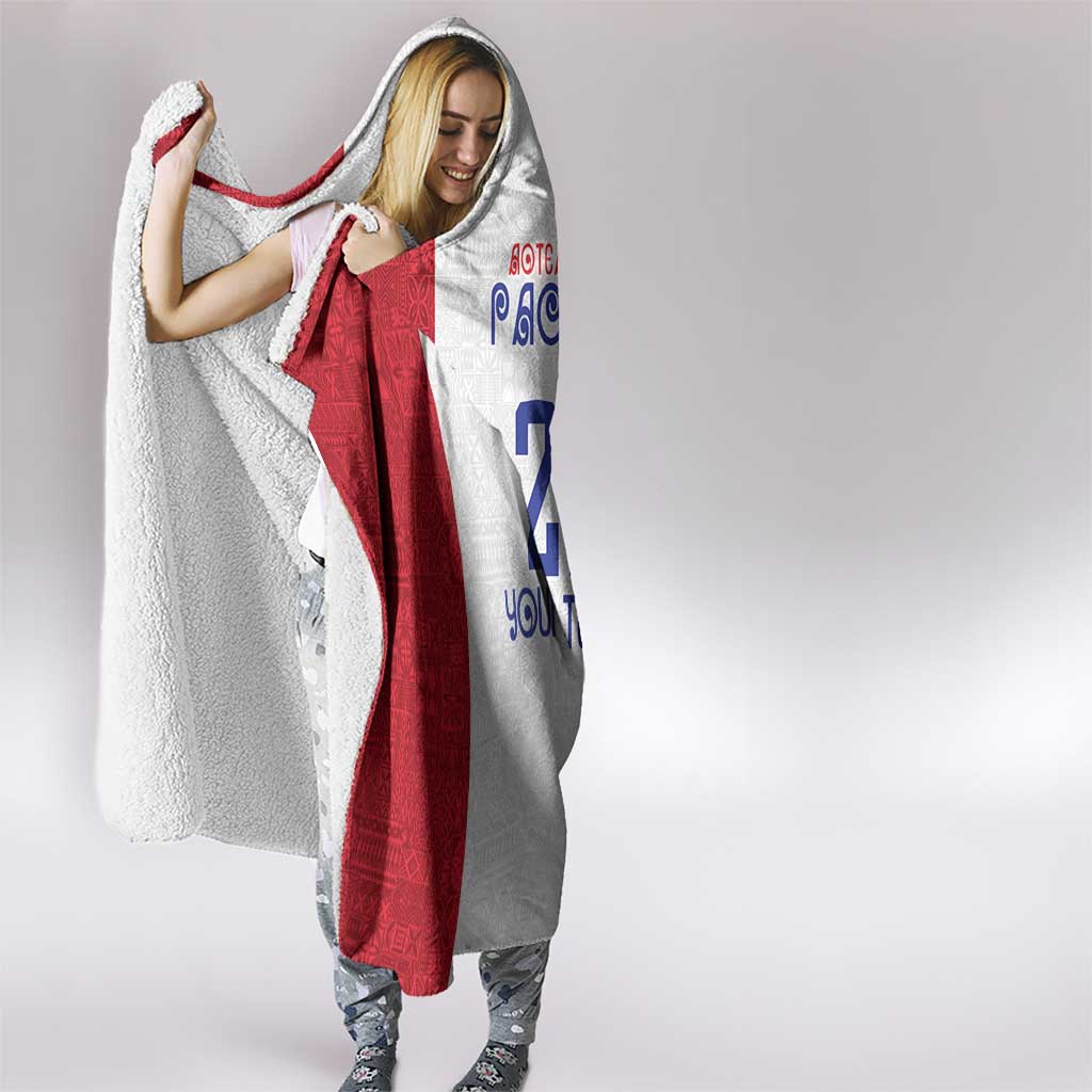 New Zealand Rugby Pacific Personalised Hooded Blanket Maori Style Tribal Tapa Pattern