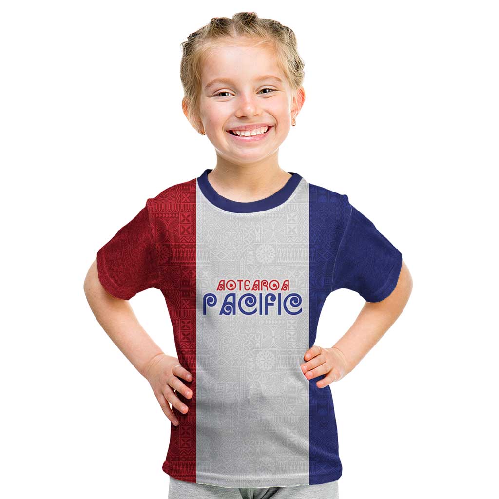New Zealand Rugby Pacific Personalised Kid T Shirt Maori Style Tribal Tapa Pattern