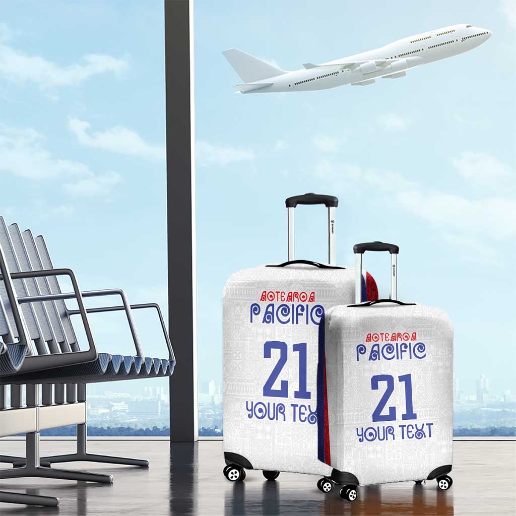 New Zealand Rugby Pacific Personalised Luggage Cover Maori Style Tribal Tapa Pattern