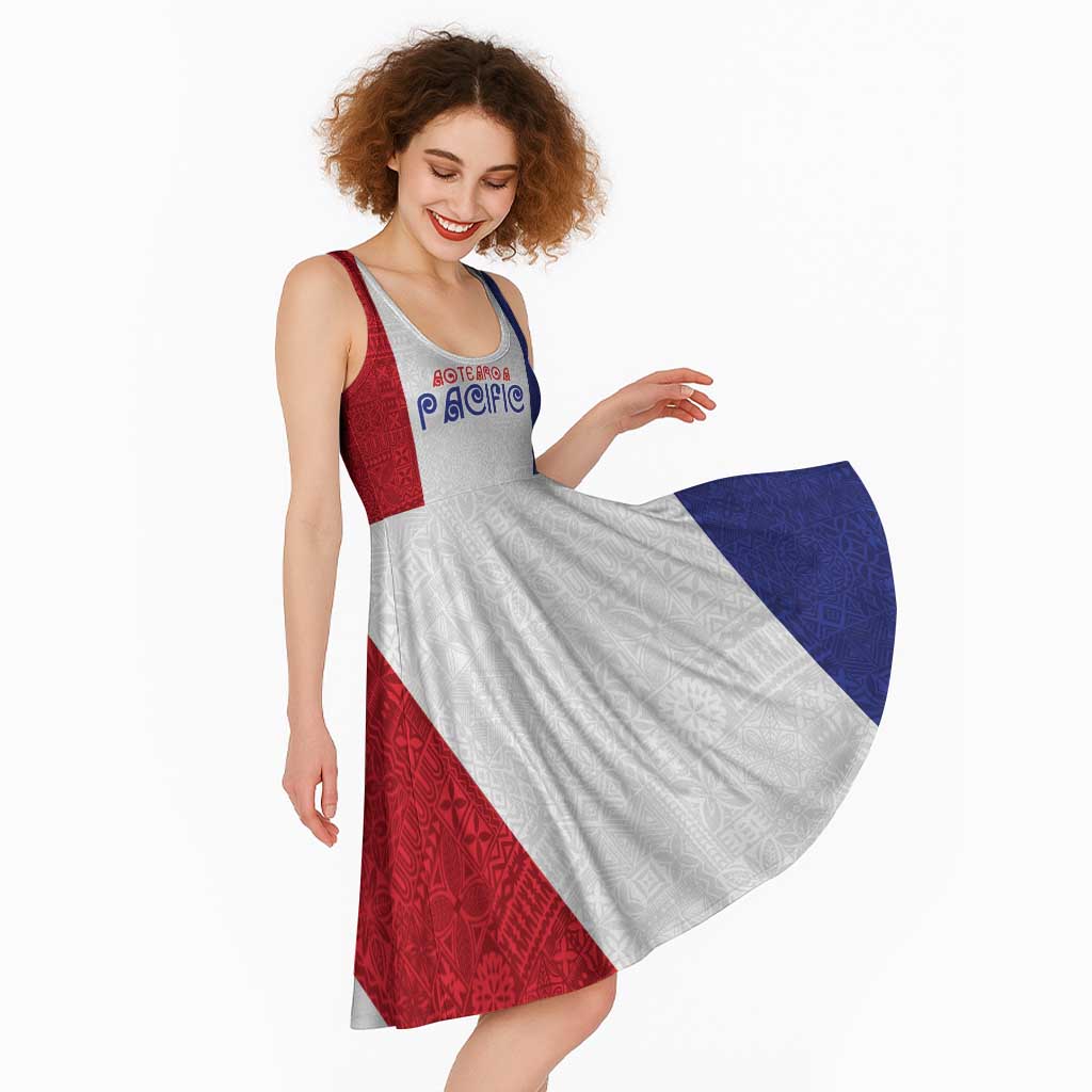 New Zealand Rugby Pacific Personalised Midi Dress Maori Style Tribal Tapa Pattern - Polynesian Pride