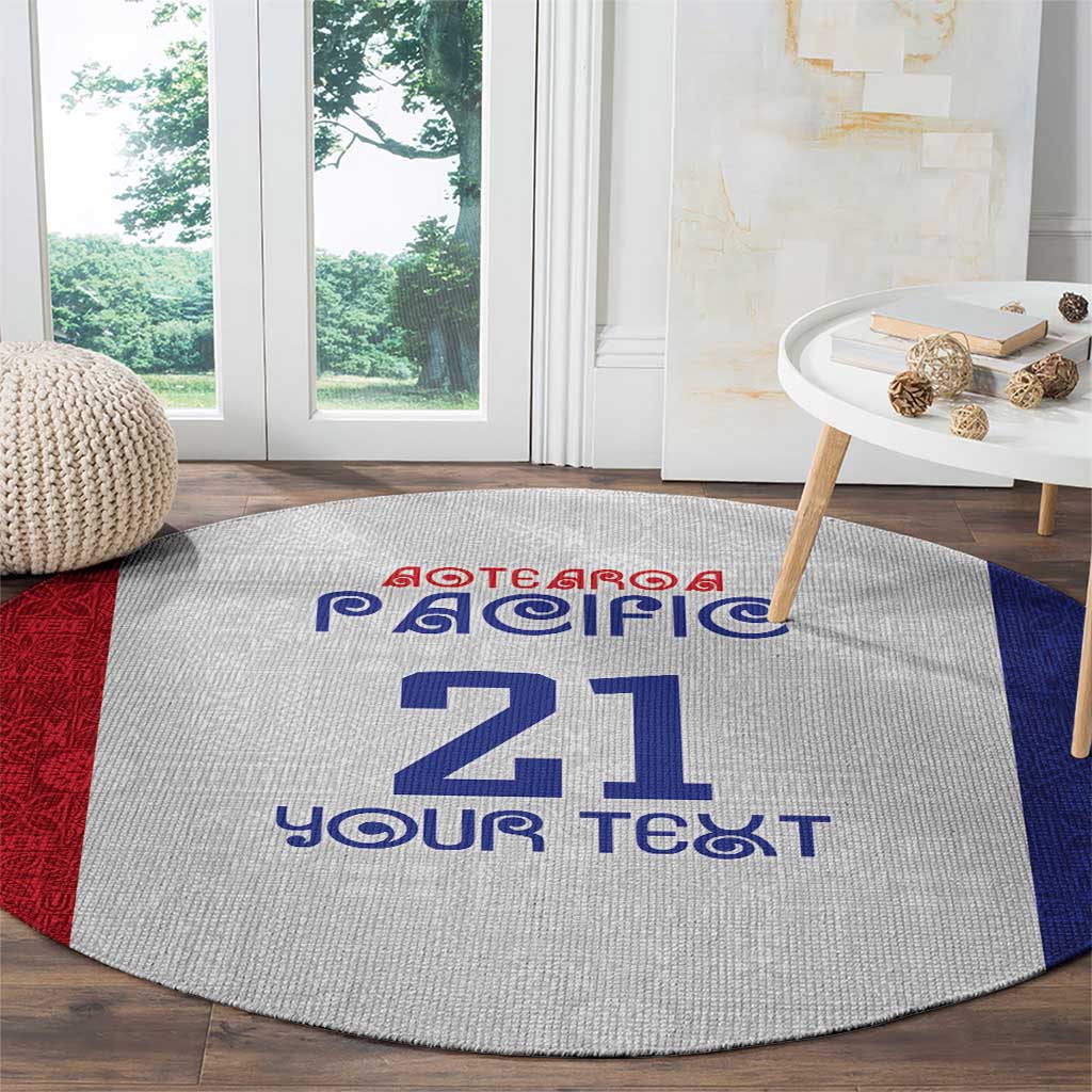 New Zealand Rugby Pacific Personalised Round Carpet Maori Style Tribal Tapa Pattern