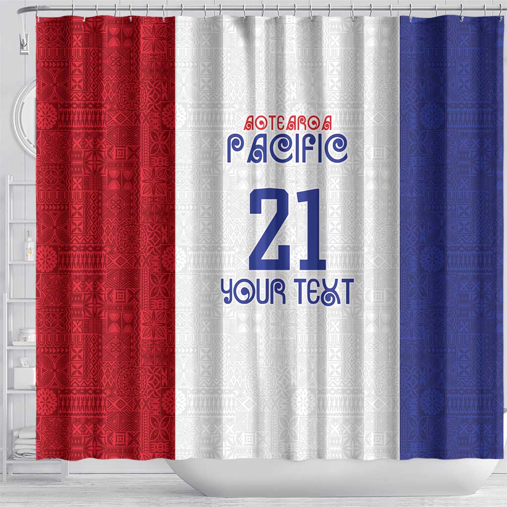 New Zealand Rugby Pacific Personalised Shower Curtain Maori Style Tribal Tapa Pattern