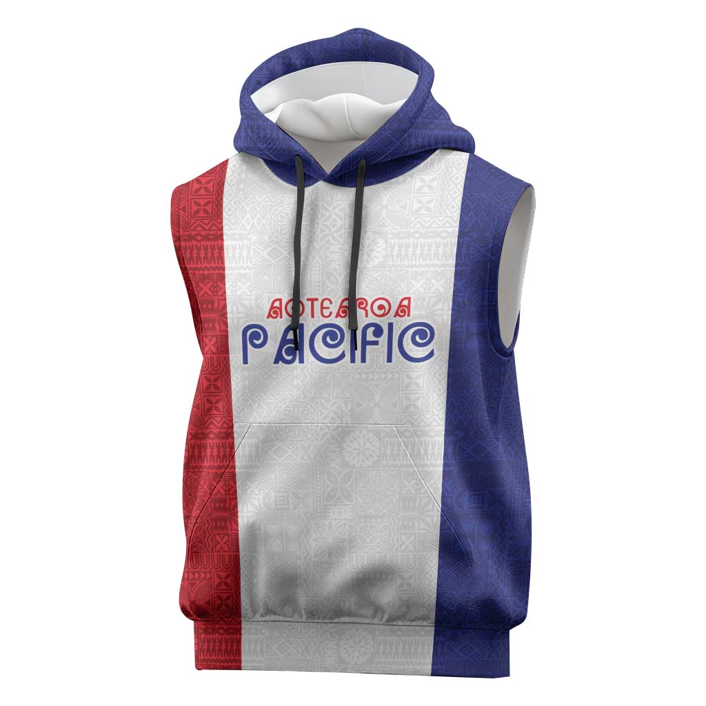 New Zealand Rugby Pacific Personalised Sleeveless Hoodie Maori Style Tribal Tapa Pattern - Polynesian Pride
