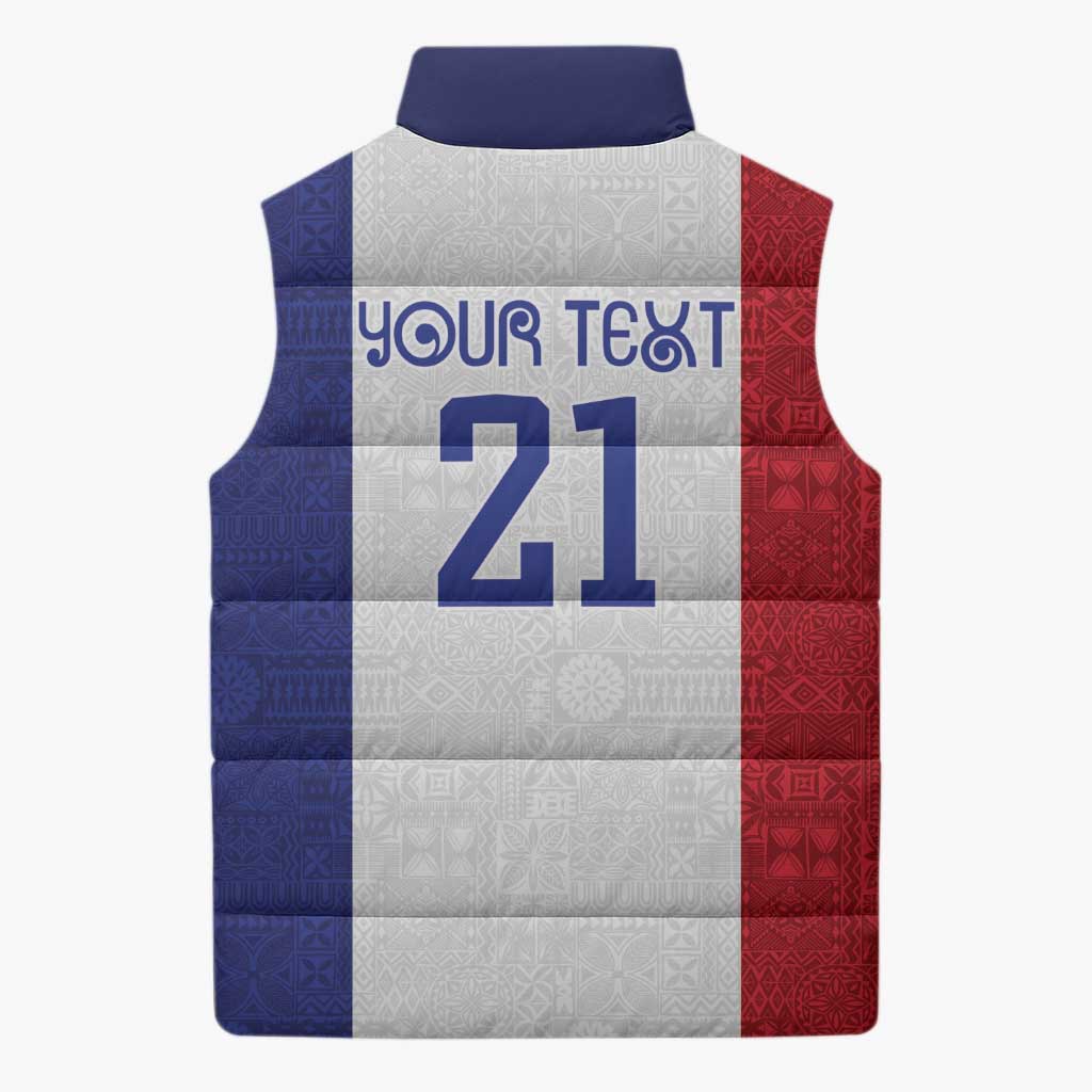 New Zealand Rugby Pacific Personalised Sleeveless Puffer Jacket Maori Style Tribal Tapa Pattern - Polynesian Pride