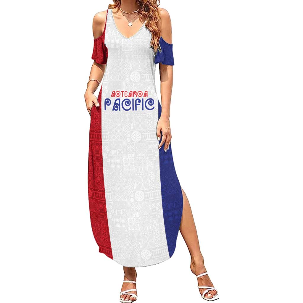 New Zealand Rugby Pacific Personalised Summer Maxi Dress Maori Style Tribal Tapa Pattern