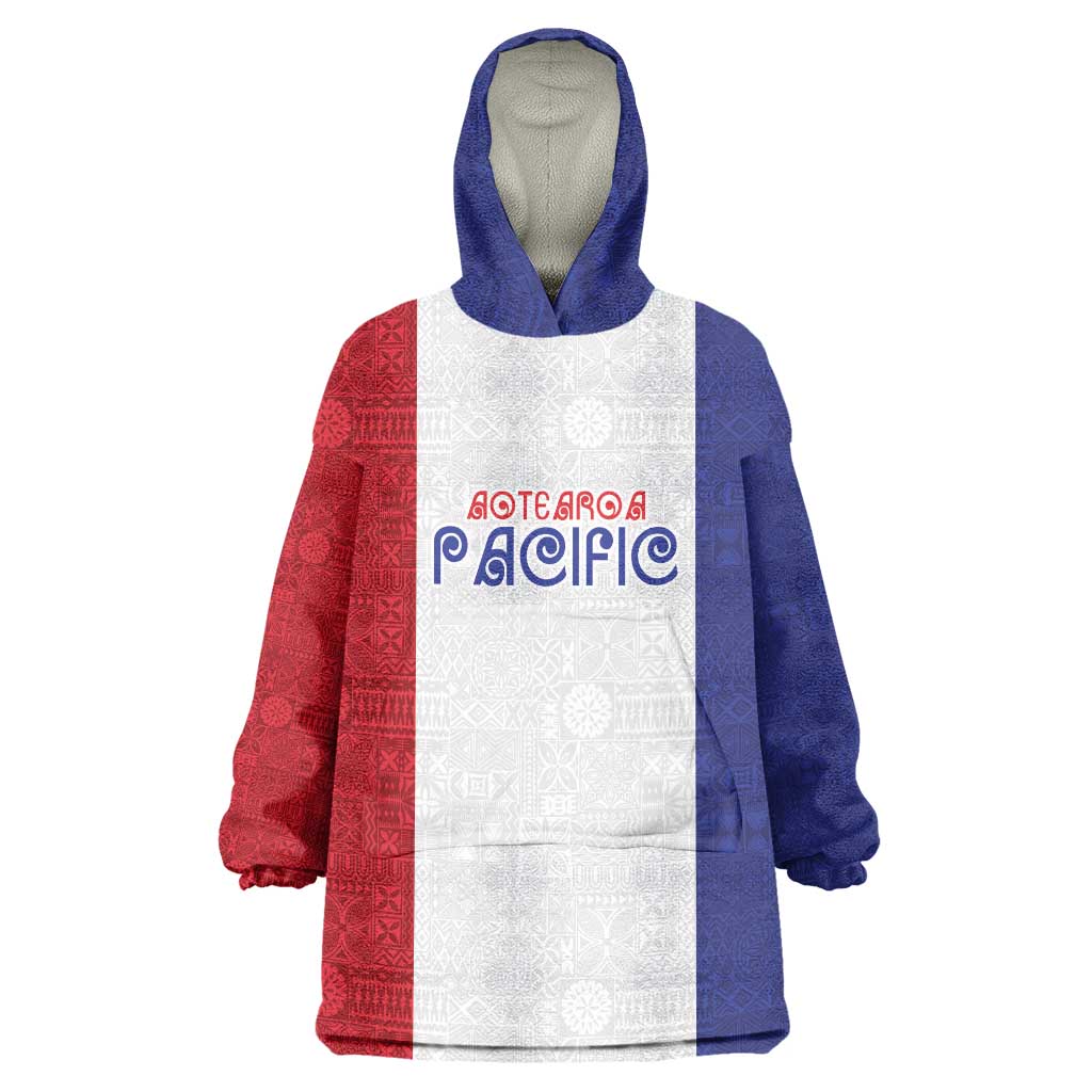 New Zealand Rugby Pacific Personalised Wearable Blanket Hoodie Maori Style Tribal Tapa Pattern