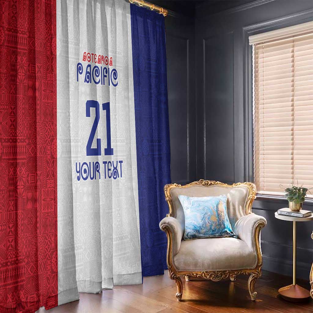 New Zealand Rugby Pacific Personalised Window Curtain Maori Style Tribal Tapa Pattern