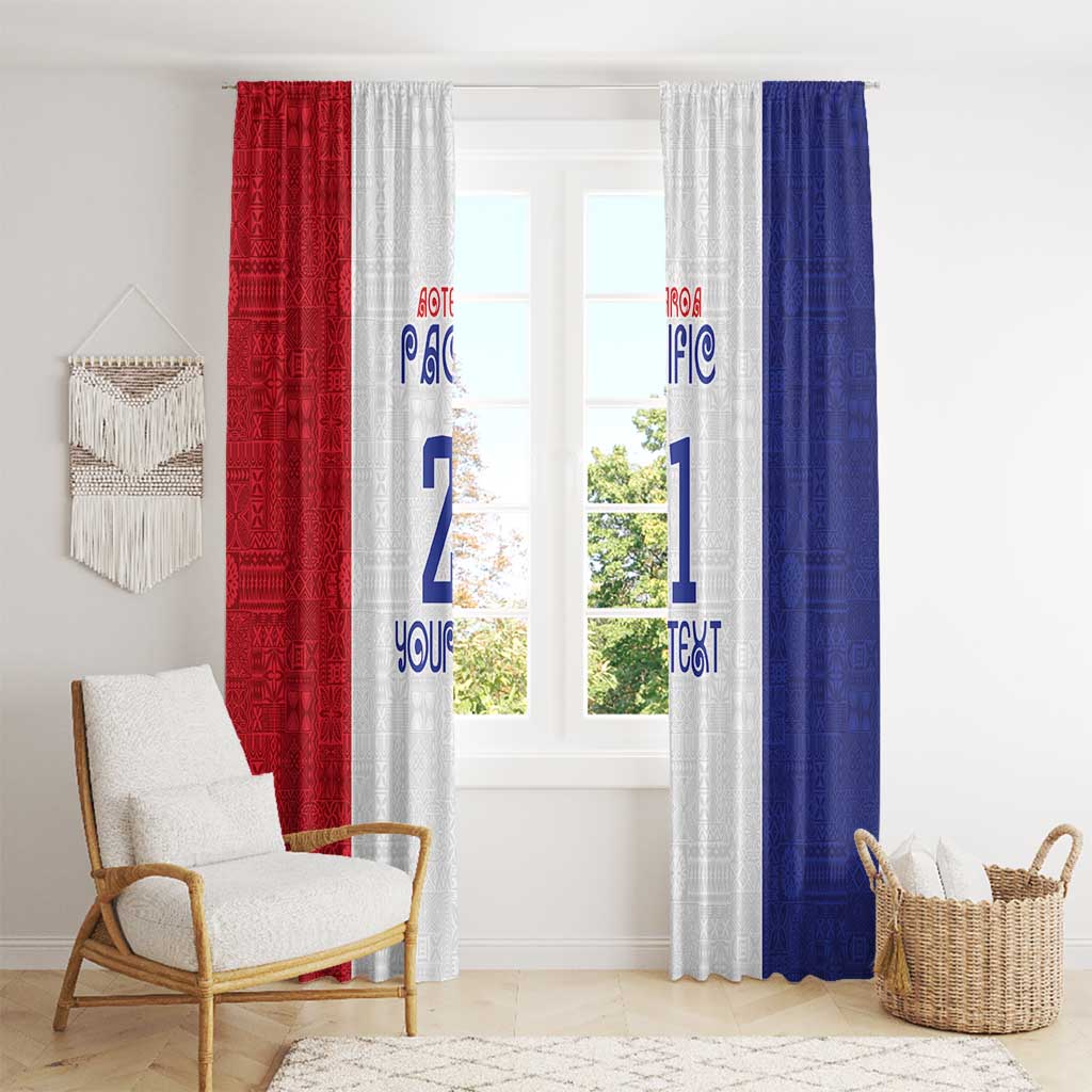 New Zealand Rugby Pacific Personalised Window Curtain Maori Style Tribal Tapa Pattern