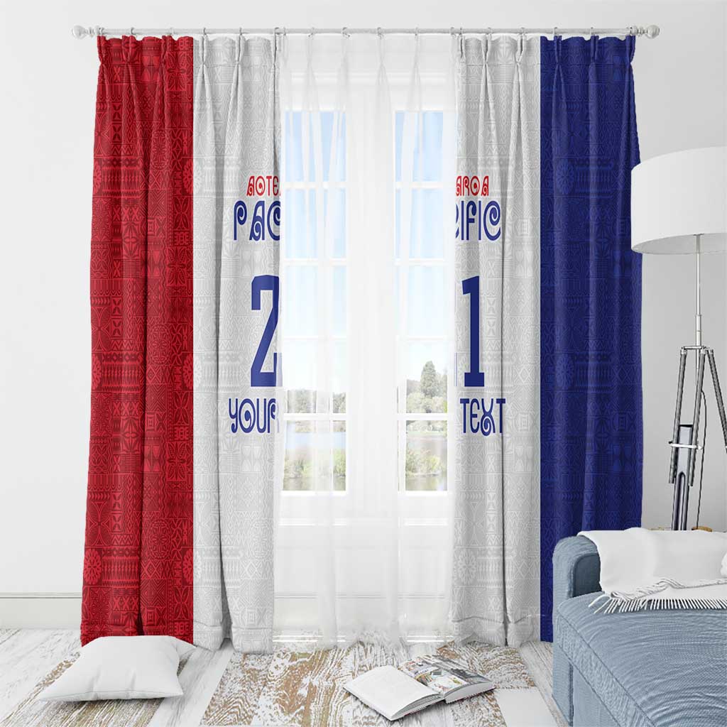 New Zealand Rugby Pacific Personalised Window Curtain Maori Style Tribal Tapa Pattern