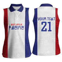 New Zealand Rugby Pacific Personalised Women Sleeveless Polo Shirt Maori Style Tribal Tapa Pattern