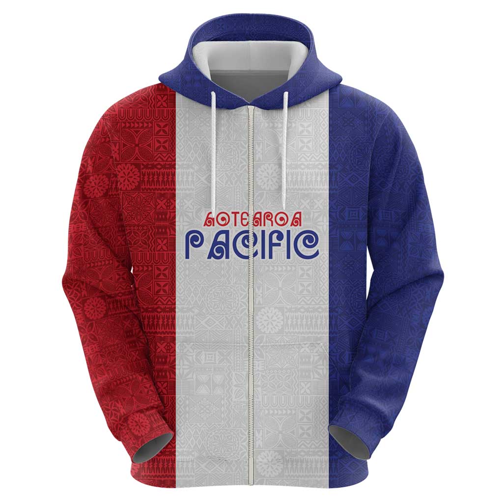 New Zealand Rugby Pacific Personalised Zip Hoodie Maori Style Tribal Tapa Pattern