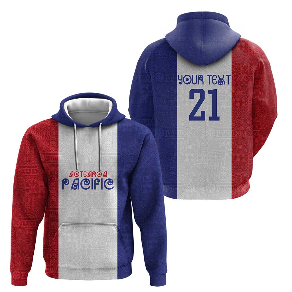 New Zealand Rugby Pacific Personalised Zip Hoodie Maori Style Tribal Tapa Pattern
