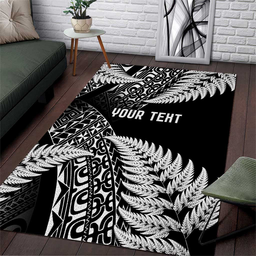 New Zealand Rugby Pacific Personalised Area Rug All Black Maori Pasifika Fern Pattern