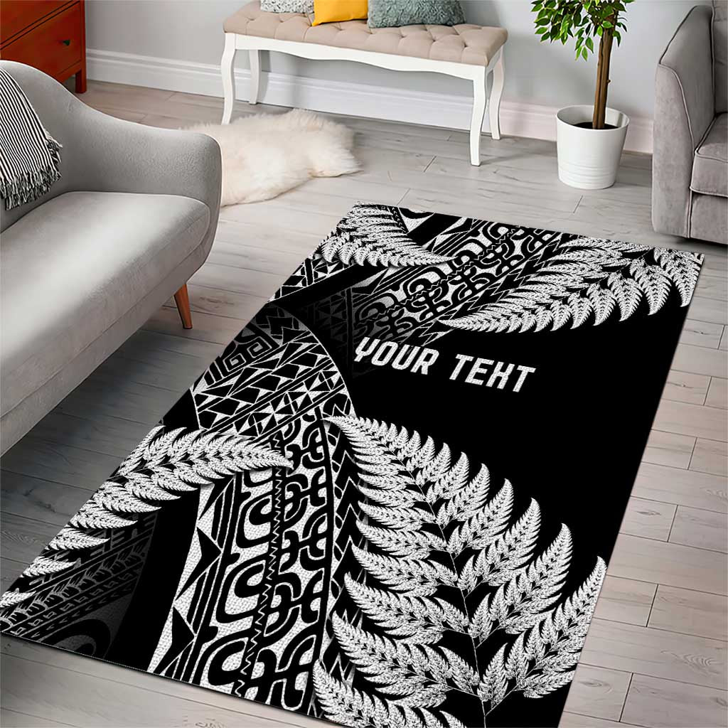 New Zealand Rugby Pacific Personalised Area Rug All Black Maori Pasifika Fern Pattern